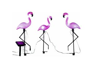 Image of Spetebo - Solar Gartenstecker Flamingo - 3er Set - Garten Deko Figur mit led Beleuchtung