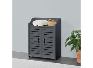 4059438576874 - [encasa] - Badezimmerschrank Trosa 62x45x25 cm wpc Dunkelgrau encasa - Dunkelgrau