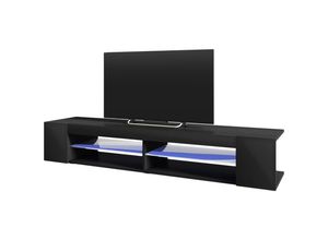 5903025249254 - Mitchell - TV-Lowboard mit led Schwarz Matt   Schwarz Glanz 180 cm breit - Selsey