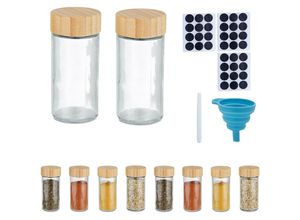 4052025973223 - Gewürzgläser 10er Set Streueinsatz Gewürzdosen Glas & Bambus Etiketten Stift & Trichter transparent natur - Relaxdays 4052025973223 - Gewürzgläser 10er Set Streueinsatz Gewürzdosen Glas & Bambus Etiketten Stift & Trichter transparent natur - Relaxdays