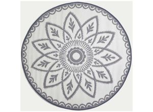 5056280718253 - Runder Outdoor-Teppich Henna mit Mandala-Muster 180 cm - Grau und Weiß - Homescapes