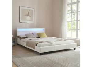 4260264778725 - [corium] - led Polsterbett Paris 140x200cm Weiß Weiß