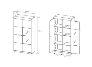 5905351215941 - Furnix - Vitrine lirya C80 Vitrienenschrank teilverglast Eiche Sonoma ohne led