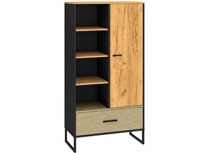 4066075143444 - Highboard 80cm breit schwarz mit Eiche und sandfarben CASPER-131 - schwarz