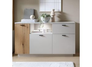 4066075145783 - Lomadox - Sideboard 145cm mit Beleuchtung grau mit Eiche Rillenoptik ASHBURTON-129 - grau