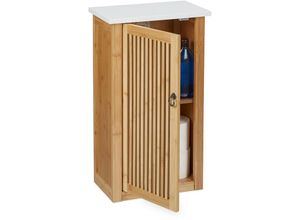 4052025462796 - Badezimmerschrank Hängeschrank mit Einlegeboden HxBxT 60x345x21 cm Wandschrank Bambus & mdf natur weiß - Relaxdays 4052025462796 - Badezimmerschrank Hängeschrank mit Einlegeboden HxBxT 60x345x21 cm Wandschrank Bambus & mdf natur weiß - Relaxdays