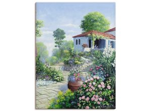 Image of Wandbild ARTLAND "Italienischer Garten I" Bilder Gr. B/H: 60 cm x 80 cm, Leinwandbild Garten Hochformat, 1 St., grün Kunstdrucke