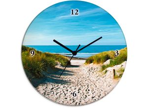 Image of Wanduhr ARTLAND "Strand mit Sanddünen und Weg zur See" Wanduhren Gr. T: 1,8 cm, Funkuhr, beige (natur) Wanduhren