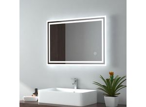 7445625839834 - EMKE Badspiegel LED Badezimmerspiegel mit Beleuchtung IP44 Wasserdicht Wandspiegel 70x50cm Kaltweißes Licht Touchschalter Beschlagfrei