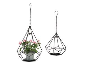 4260700960752 - Dandibo - Blumenampel Innen Metall Wand Hängepflanzen 64 cm & 82 cm 96075 2er Set mit Tür 6 Ecken Pflanzenhänger Blumenhänger Topfhänger Blumen