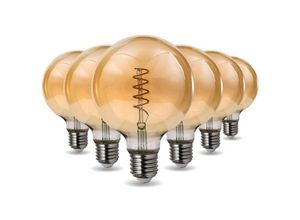 3700710815655 - Set mit 6 LED-Lampen E27 G95 Ambrée Vintage Deco Filament