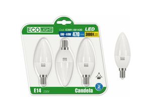 8050390012376 - Eco-light - Kit 3 led -Lampen Olive E14 Ecolight - 8W