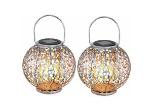 4059157289796 - Solar Lampe Outdoor Solarleuchte orientalisch LED Solar Laterne Außen Lichteffekt hängend stehend 1x LED warmweiß DxH 20x29 cm 2er Set