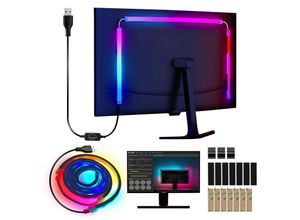 9496896472860 - VINGO- LED Strip für Gaming Schreibtisch RGBIC LED Streifen für 32 Zoll PC-Monitor PC Hintergrundbeleuchtung USB Led Beleuchtung mit App-Steuerung