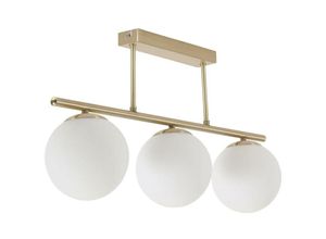 8433840699004 - Mahala Deckenlampe mit Stahldetail in Messingausführung mit 3 Milchglaskugeln - Gold - Kave Home