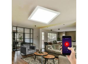 Image of Globo - Smart Home Deckenlampe Panel Smartlight Deckenleuchte, cct Schaltung Timer led dimmbar steuerbar per App, quadrattisch 30x30cm