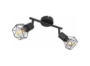 4059157190399 - Etc-shop - Deckenleuchte 2 Flammig schwarz Spotleuchte 2 Strahler Deckenlampe schwenkbar schwarz Käfig Design Metall 2x E14 LxBxH 22x8x18 cm