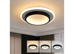 Image of Aiskdan - Moderne led Deckenleuchte 24W, 2600LM, Rund, Schwarze Deckenlampe, 3000K-6500K, Elegante LED-Deckenlampe aus Acryl für Badezimmer,