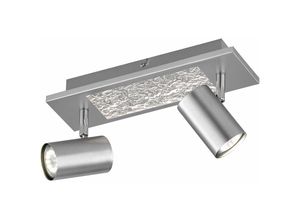 4003474393988 - Wofi - Deckenlampe schwenkbar Deckenleuchte Spots silber 2-flammig Metall chrom 1x led 45W 190Lm warmweiß 2x GU10 LxBxH 335x9x17 cm 11590