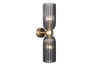 4262431050108 - - Wandleuchte Flurlampe Treppenlampe 2-Flammig Wandlampe Grau Metall Glas Gold