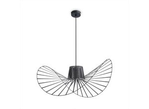 4061981237737 - Paco Home LED Pendelleuchte Wohnzimmer Esszimmer Schlafzimmer Hängellampe Modern Stylisch Pendelleuchte - Schwarz Schwarz (Ø90cm)