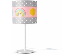 Image of Paco Home Nachttischlampe Kinderzimmer Tischleuchte Bunt Wandlampe Kinderzimmer Regenbogen Tischleuchte - Weiß, Design 4 (Ø18 cm)