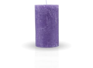 4740302713463 - Hs Candle - Rustikale Stumpenkerze Lila Ø7cm x 12cm - vers Farben   Größen - lang Brenndauer Antik Kerze Duftfreie Altarkerze - Dekokerze - Lila