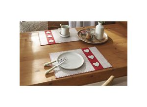 4260772026370 - Dekoleidenschaft - 2x Platzmatte Herzen aus Filz in beige rot 45x30 cm Platzset Tischset 4260772026370 - Dekoleidenschaft - 2x Platzmatte Herzen aus Filz in beige rot 45x30 cm Platzset Tischset
