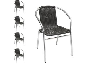 4260581817831 - - 5 Stück Bistro Stapelstuhl Aluminium   Rattan schwarz-M537481-5