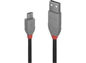 4002888367356 - USB-Kabel usb 20 usb-a Stecker USB-Micro-B Stecker 500 m Schwarz Grau 36735 - Lindy