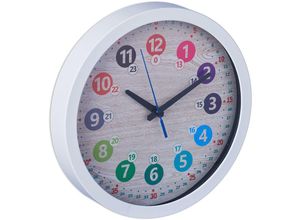 4052025430481 - Wanduhr Kinder ø 30 cm bunte Zahlen Uhrzeit lernen Kinderzimmeruhr Jungen & Mädchen Kinderuhr Wand weiß - Relaxdays