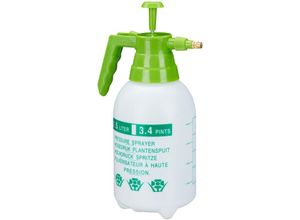 4052025266684 - Relaxdays - Drucksprüher 15 Liter einstellbare Messingdüse Garten Bewässerung Schädlingsbekämpfung pe weiß grün