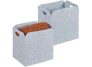 4052025470241 - Aufbewahrungskorb aus Filz 2er Set hbt 30 x 30 x 23 cm Stoffkiste zur Kleinteilaufbewahrung hellgrau - Relaxdays