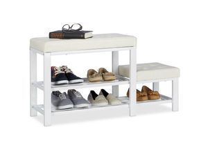 4052025948207 - Schuhbank mit Hocker gemütliche Sitzpolster Schuhablage 2 Ebenen Kinder hbt 50 x 905 x 305 cm weiß - Relaxdays