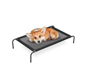 4052025415976 - Relaxdays Hundeliege Outdoor erhöhtes Hundebett bis 35 kg HBT 19x111x65 cm Hunde Feldbett Garten & Camping schwarz