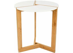 4057216044386 - Nordic Style Beistelltisch 40 x 45 cm Holz Tisch Rund Couchtisch Nachttisch Weiß - weiss