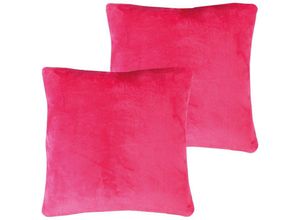 4059222264772 - Dekokissen Kuschel Celina 2er Pack in der Größe 40 x 40cm - Pink - Kissenbezug mit Reißverschluss - Pink