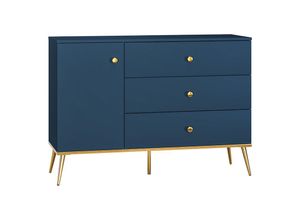 4066075117094 - Lomadox - Sideboard 120cm breit in dunkelblau mit goldfarbenen Griffen und Füßen MONTPELLIER-131 b h t ca 120 85 40 cm - blau