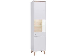 4066075074342 - Lomadox - Wohnzimmer Vitrinenschrank mit led Beleuchtung in weiß mit San Remo Eiche Nb ORTONA-132 b h t ca 50 2055 40 cm - weiß