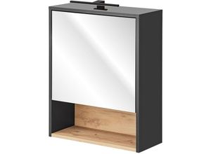 4066075040101 - Lomadox - Spiegelschrank mit led Beleuchtung 60 cm BOLOGNA-56 in anthrazit mit Artisan Eiche Nb b h t ca 60 80 25 cm - anthrazit