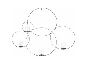 4251682282758 - Beliani - Wandkerzenhalter Schwarz Metall 80 cm Rund Geometrisch mit 4 Glaszylindern Industrie Design für Wohnzimmer Schlafzimmer Esszimmer Flur Diele