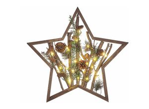 4251682289474 - Beliani - Weihnachtsdekoration Dunkelbraun Kiefernholz 46 cm mit LED-Beleuchtung zum Aufstellen Sternform Deko Adventsdekoration Tischdeko Innen