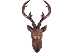 4260461471573 - Spetebo - Deko Hirschgeweih bronze - 40 cm - Hirschkopf Wanddeko zum aufhängen - Jagd Hirsch Geweih Skulptur