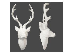 4260461477568 - Spetebo - Hirschgeweih weiß - 10 Ender 30x15cm - Hirschkopf Wand Deko Jagd Geweih Skulptur