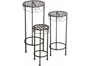 4260700652497 - Spetebo - Metall Blumenhocker Rund im 3er Set - 68 58   48 cm - aus Eisen in brauner Rost Optik Blumen Ständer Etagere Pflanzentopfhalter