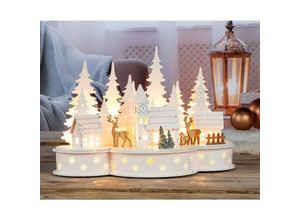 4260700655078 - Spetebo - led Weihnachtsstadt Szene 30 cm - 10 led - Deko Winter Stadt warm weiss beleuchtet