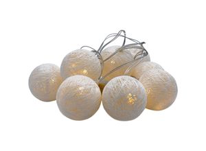 4262371537882 - Spetebo - led Lichterkette mit 10 Raphia Kugeln - weiß - Deko Beleuchtung mit Baumwollkugeln - Tischdeko Weihnachtsdeko Stimmungslicht