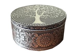 8433933306604 - Signes Grimalt - Round Box Life Tree Boxen und Juwelen Runde weiße Box - 5x10x10 cm - Blanco