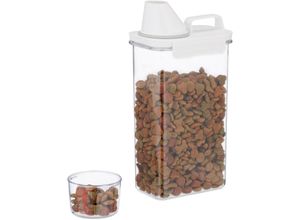 4052025482145 - Futter Aufbewahrungsbox Messbecher luftdichter Deckel 23 l Trockenfutter Müsli Waschpulver transparent - Relaxdays