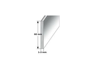 4017589619307 - Fußleiste   Sockelleiste (typ i 60) aus Aluminium Höhe 60 mm Farbe silber eloxiert Materialstärke 10 mm Befestigungsart ungebohrt - silber